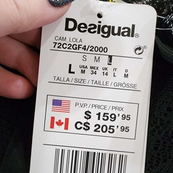 Desigual Cam Lola Embroidered Lace Black Swingy Blouse size medium new!!! - Picture 10 of 13